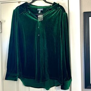 WORN ONCE ModCloth Green Velvet Button down